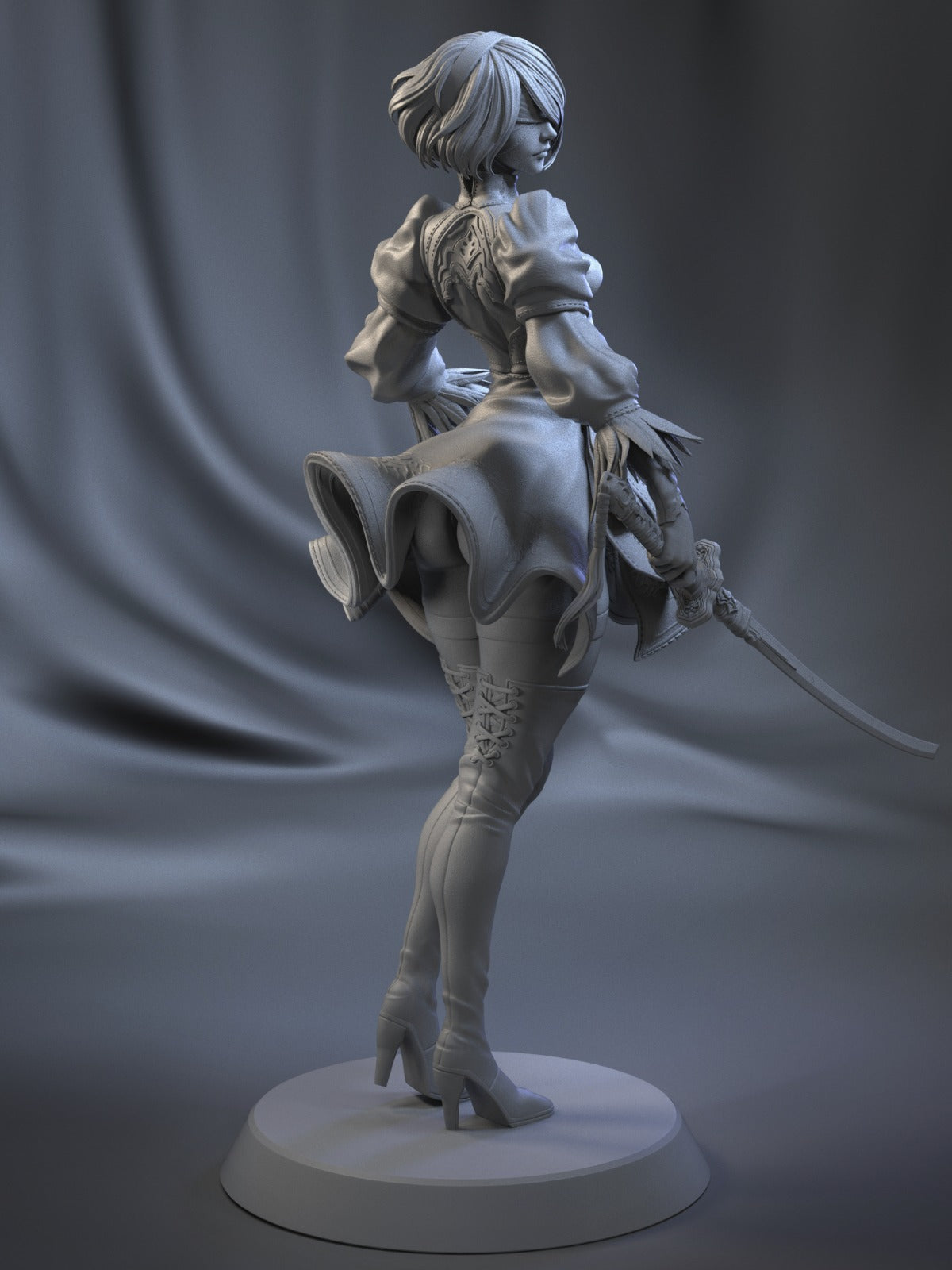 2B STL File –Nier Automata 3D print | 1:4, 1:6, 1:12 Scales + Pre-Supported & Uncut Options