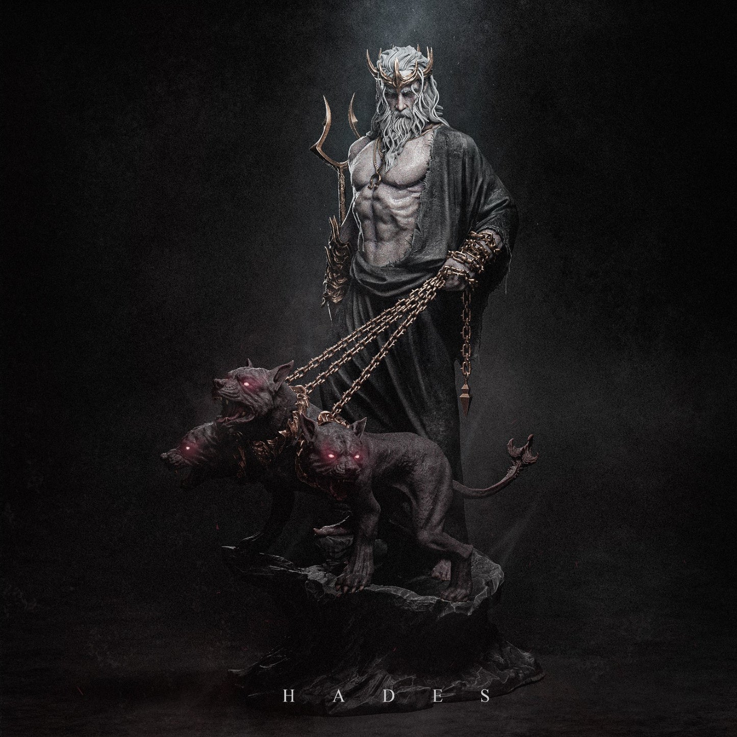 Hades and Cerberus – 3D Printable STL Statue | 1/4, 1/9, 1/12 Scales