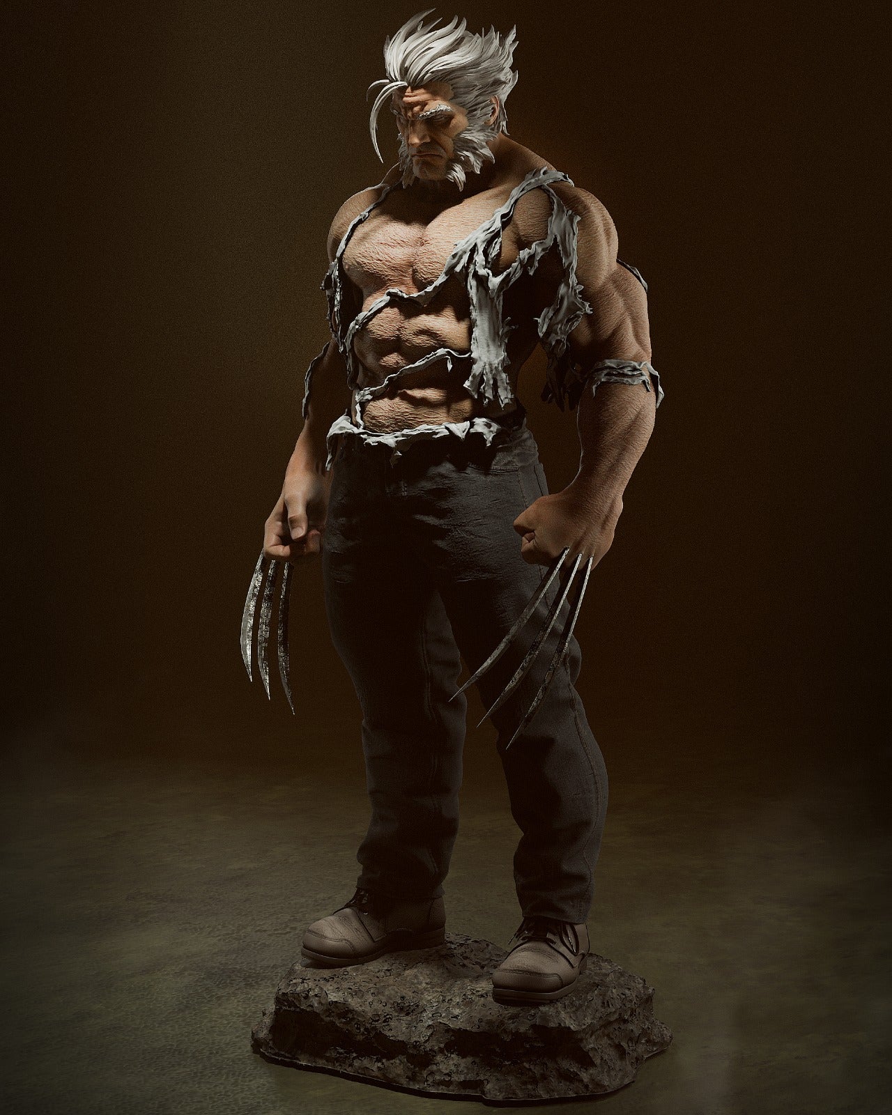Logan (Old Man Logan) 3D Print File: Battle-Worn Mutant Hero STL - 1:6, 1:9, 1:12 Scale Options - Pre-Supported & Uncut - Gritty Digital Collectible