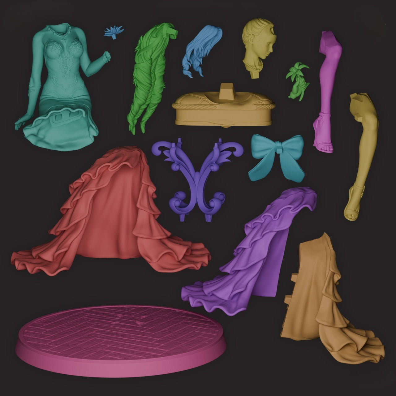 Aerith Gainsborough (Final Fantasy VII )  3D Print Model - Pre-Supported & Uncut STL/LYS