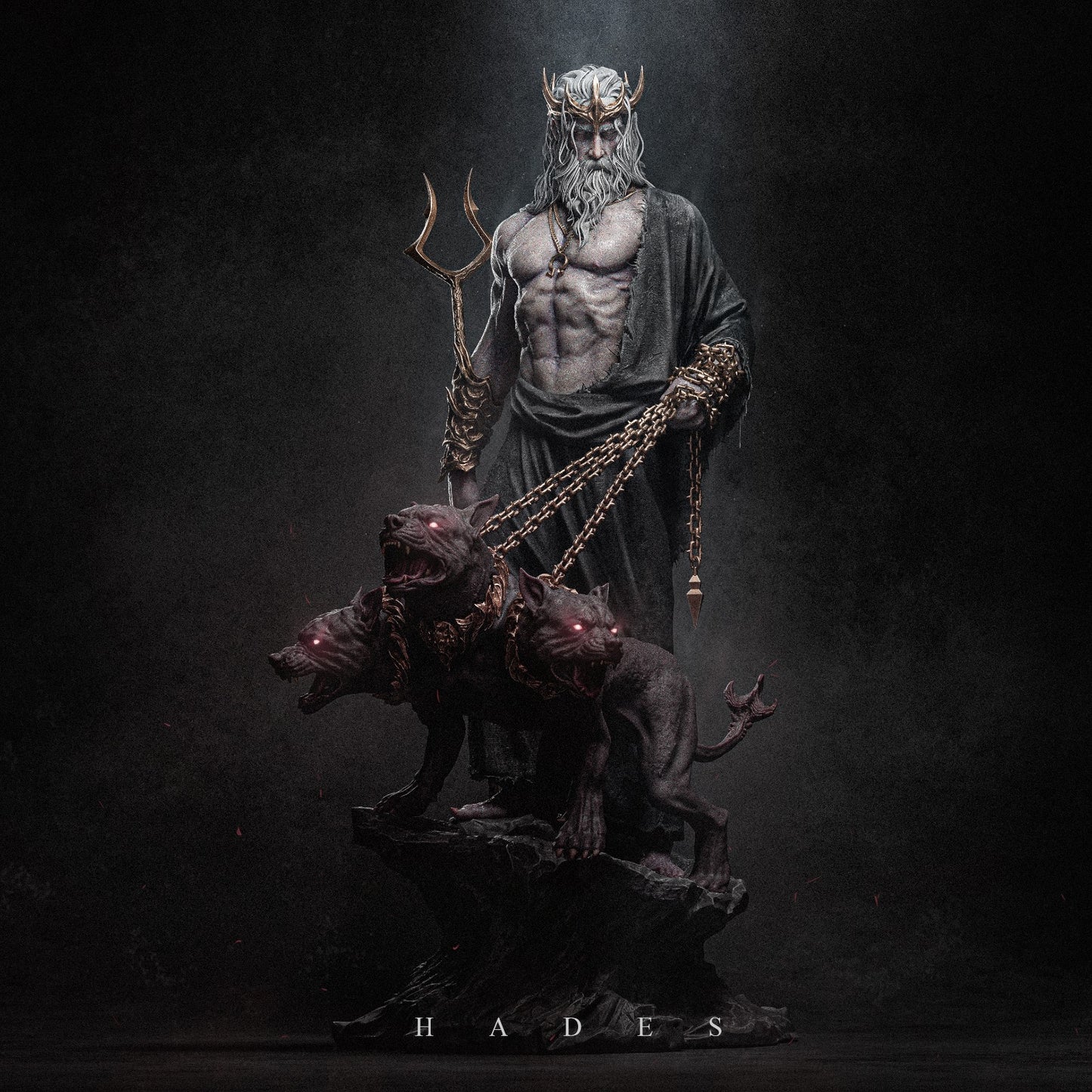 Hades and Cerberus – 3D Printable STL Statue | 1/4, 1/9, 1/12 Scales