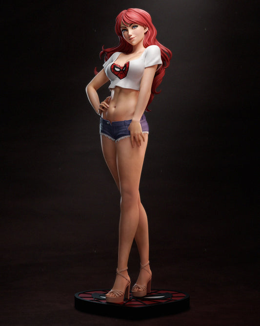 Mary Jane Watson (Marvel Comics) 3D Print File: Casual Fan Art STL - 1:4, 1:6, 1:9, 1:12 Scale Options - Ready-to-Print, Split, Pre-Supported & Uncut