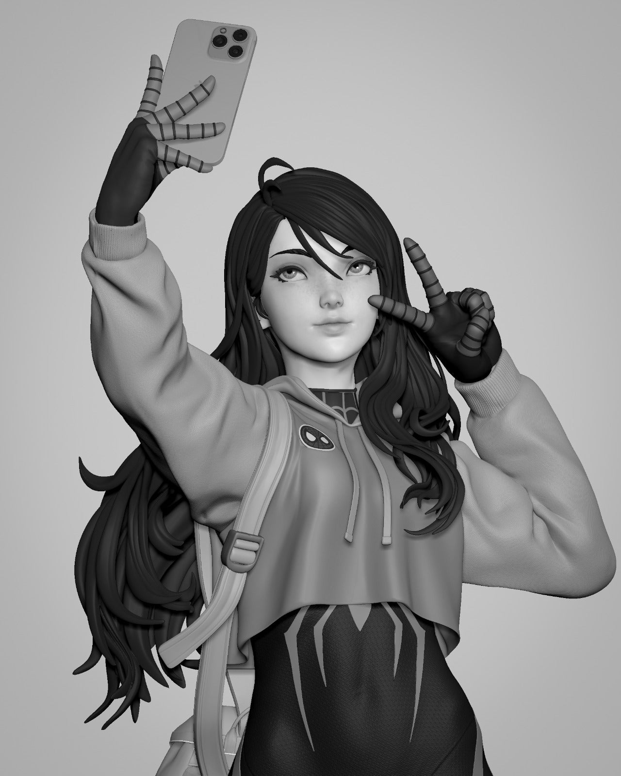 Spider-Girl (Phone Version) 3D Print File: Iconic Heroine STL - 1:4, 1:6 (Pre-Supported), 1:9, 1:12 Scale Options - Ready-to-Print, Split & Uncut