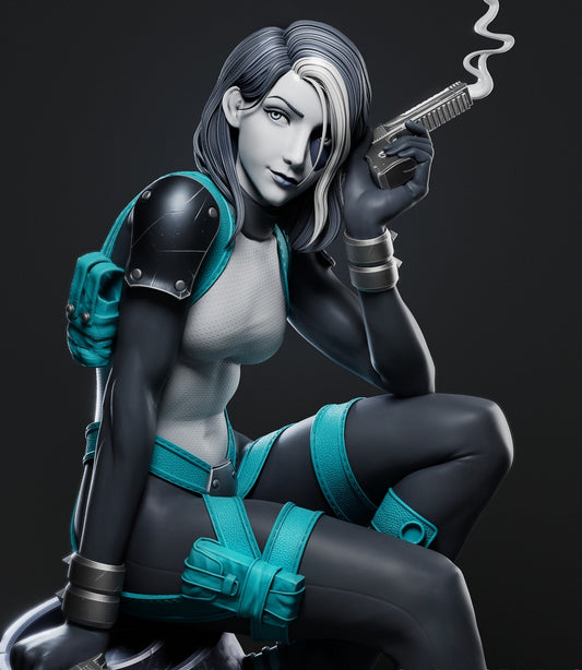 Domino (X-Force) 3D Print File: Lucky Mercenary STL - 1:4, 1:9, 1:12 Scale Options - Pre-Supported & Uncut - Fortunate Digital Collectible