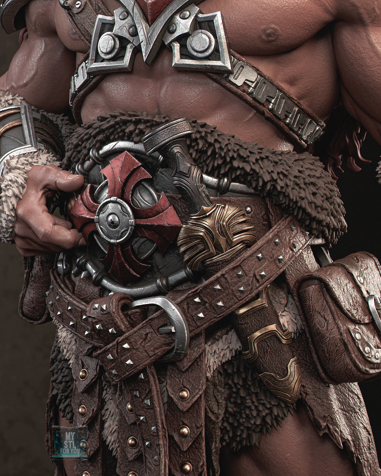 He‑Man Barbarian Hero Statue STL – 1/6 & 1/9 Scale, Presupported + Uncut