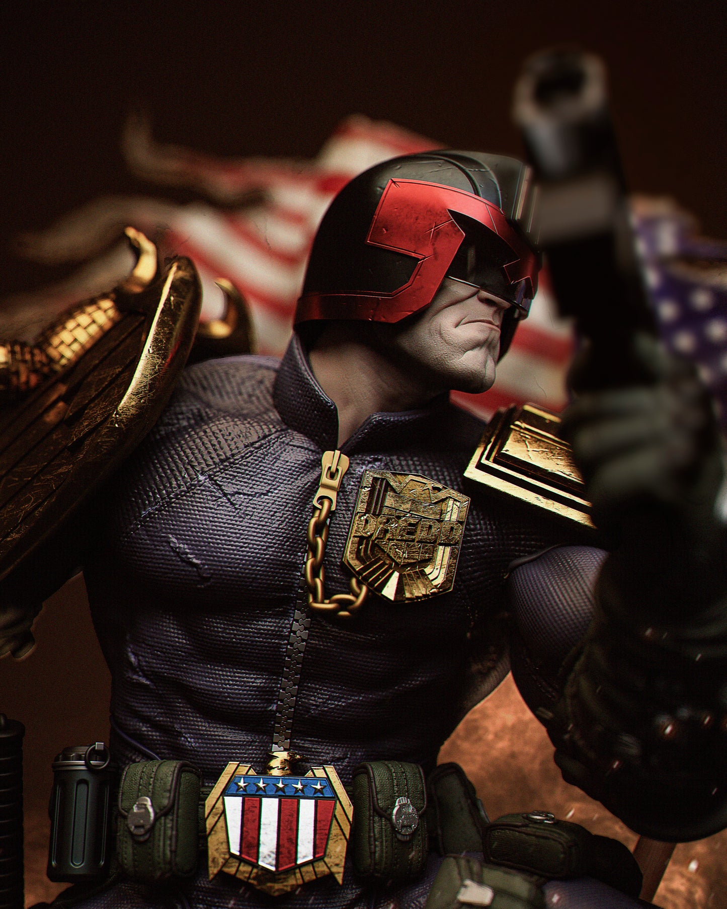 Judge Dredd STL File – 1/6 & 1/9 Scale | Mega-City One Lawgiver | Pre-Supported 3D Printable Model