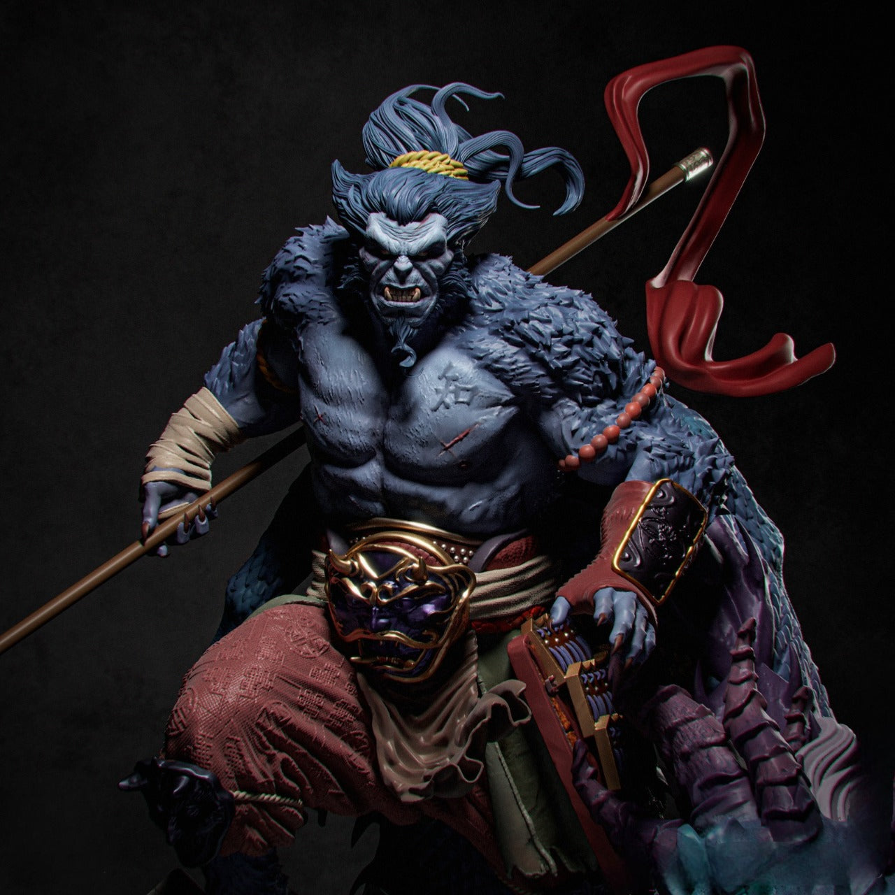 Beast Samurai 3D Print File: Ferocious Warrior STL - 1:6, 1:9, 1:12 Scale Options - Pre-Supported & Uncut - Fantasy Digital Model