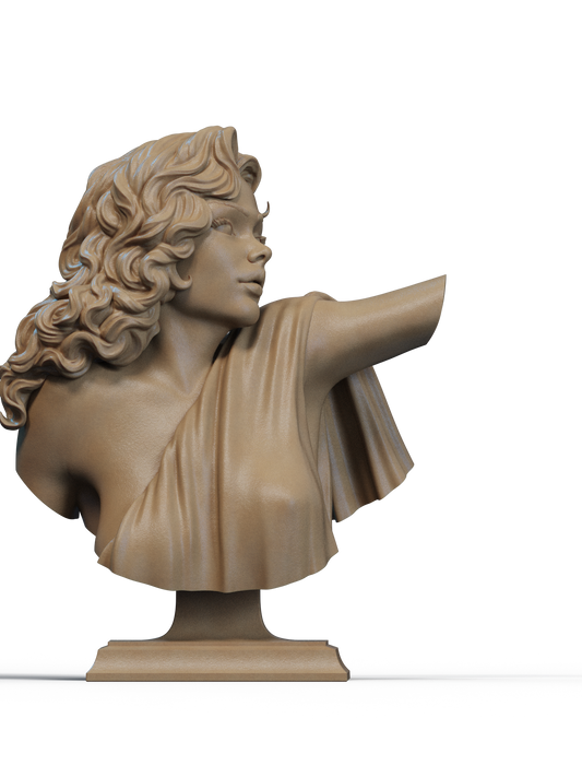 Lady Pin Up Bust 3D Print File: Classic Retro Style STL - 1:6 & 1:9 Scale Options