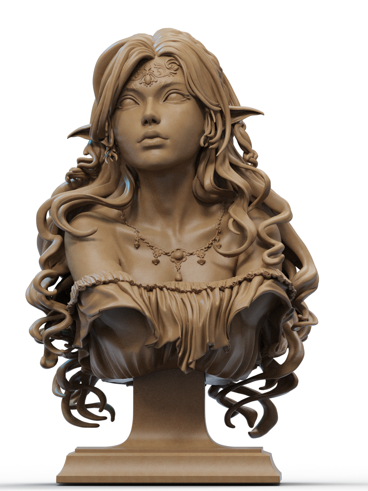 Elf Princess Bust 3D Print File: Exquisite 1/6 & 1/12 Scale STL Collectible