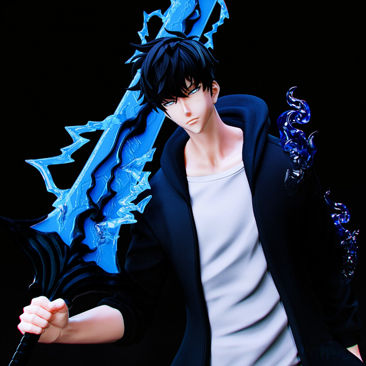 Sung Jin-Woo Solo Leveling 3D Model - Blue Glowing Sword