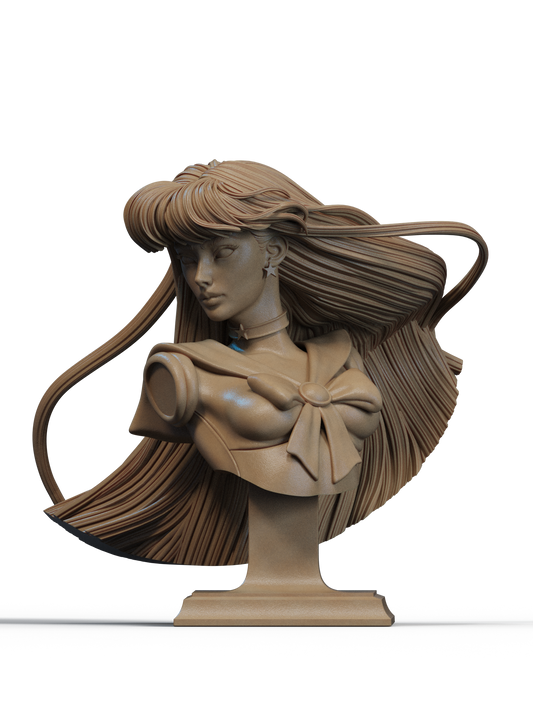 Rei Hino (Sailor Mars) Bust 3D Print File: Sailor Moon Guardian STL - 1:6 & 1:9 Scale Options