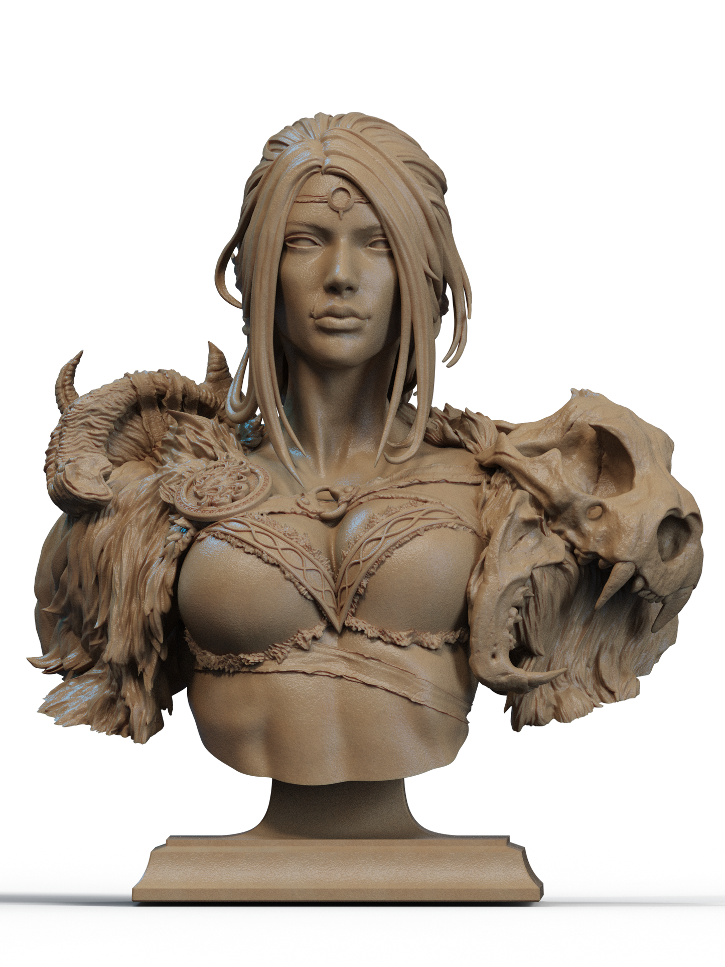 Barbarian Queen Bust 3D Print File: Epic 1/6 & 1/9 Scale STL Collectible