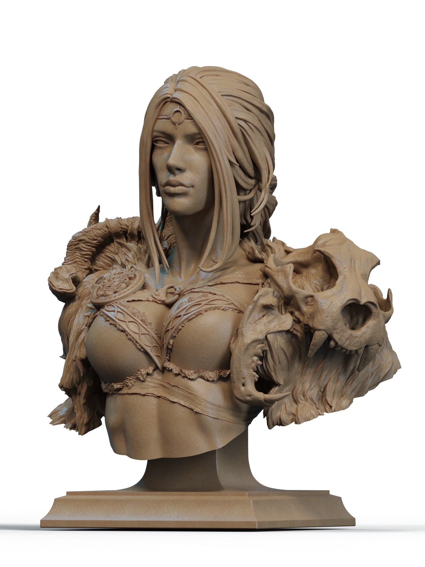 Barbarian Queen Bust 3D Print File: Epic 1/6 & 1/9 Scale STL Collectible