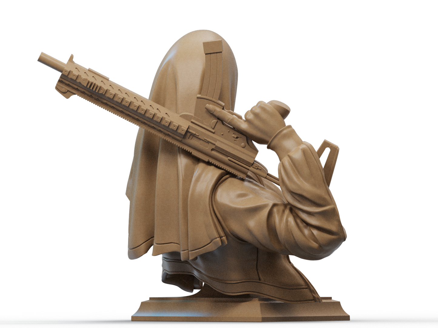 Nun with Gun Bust 3D Print File: Detailed 1/6 & 1/12 Scale STL Collectible