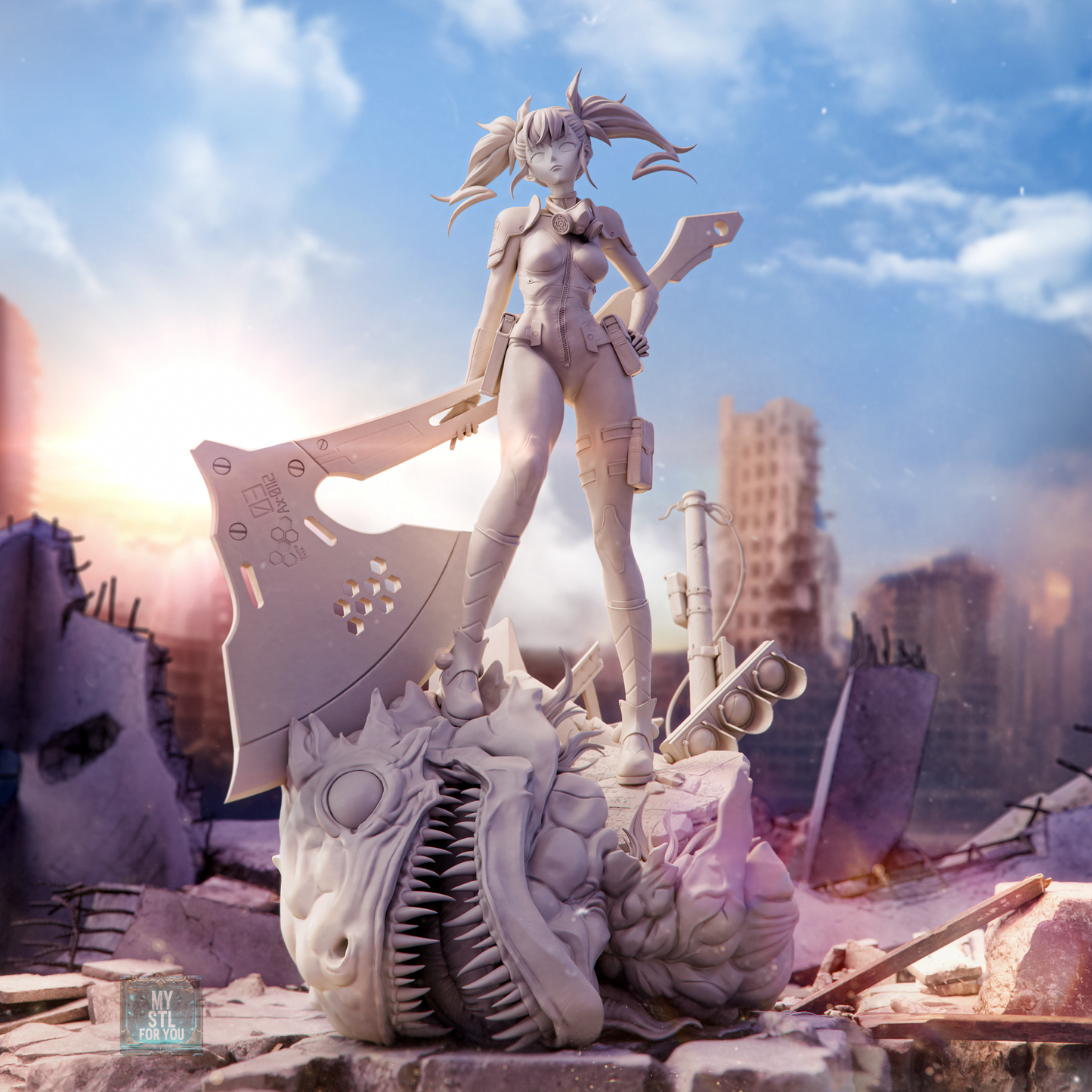 Kikoru Anime Warrior Statue STL – 1/6 & 1/9 Scale, Presupported + Uncut