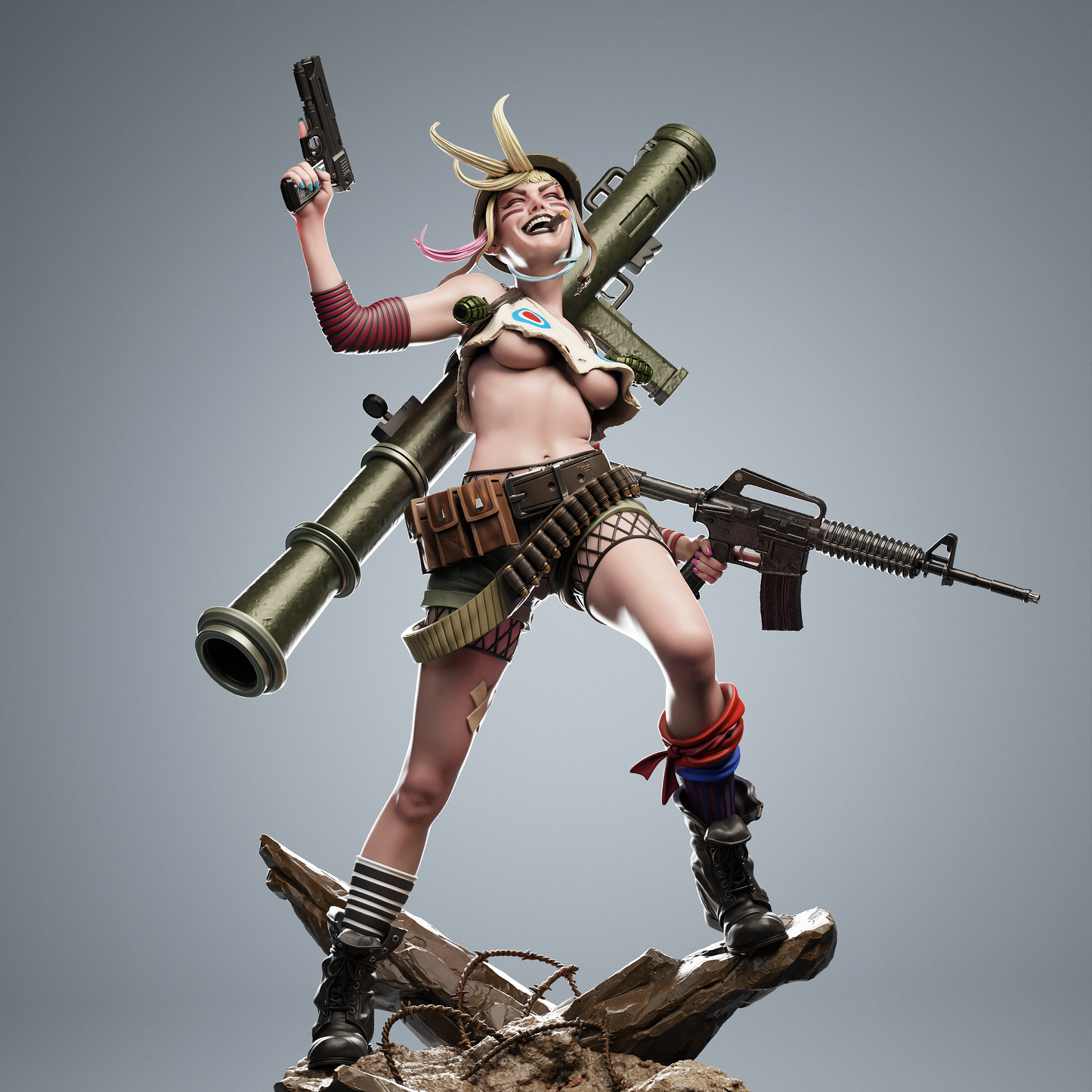 Tank Girl – Punk Action 3D STL Figure | 1/6 Split, 1/6 Pre-Supported, 1/9 Split &amp; 1/9 Uncut