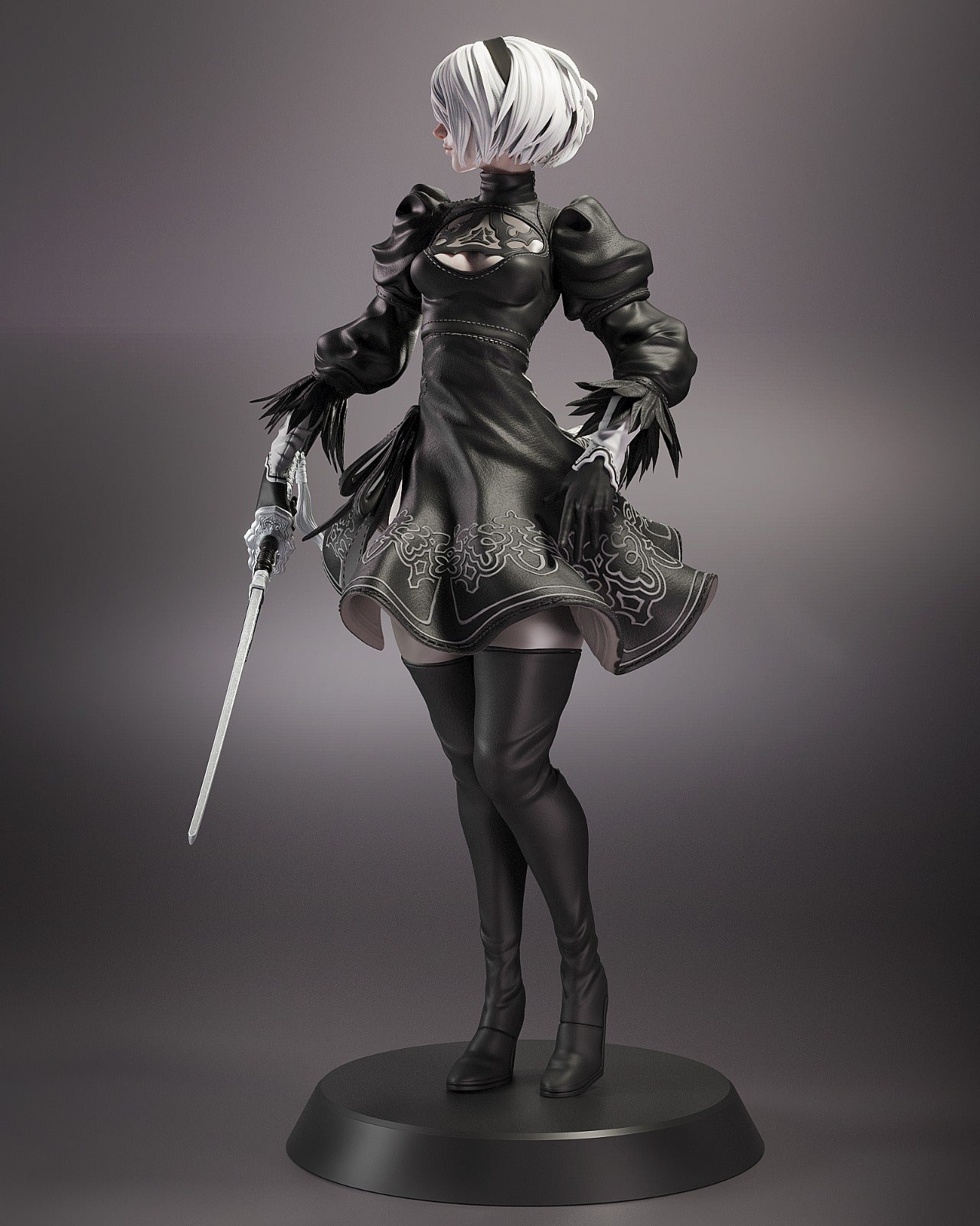 2B STL File –Nier Automata 3D print | 1:4, 1:6, 1:12 Scales + Pre-Supported & Uncut Options