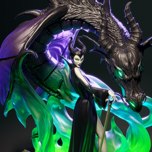 Maleficent (Mistress of All Evil) 3D Print Model - Dragon & Magic STL - Multi-Scale, Pre-Supported & Uncut Files