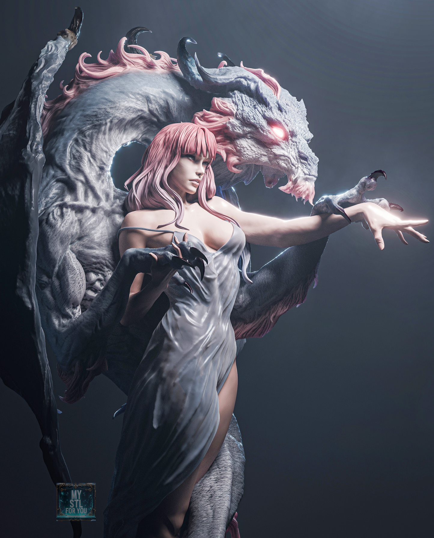 Dragon Lady & Dragon Statue STL – 1/6 & 1/9 Scale, Presupported + Uncut