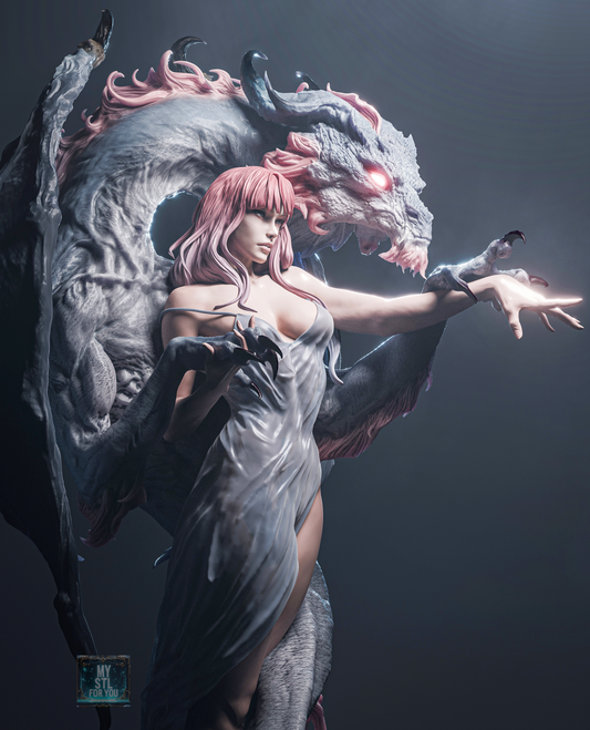 Dragon Lady & Dragon Statue STL – 1/6 & 1/9 Scale, Presupported + Uncut