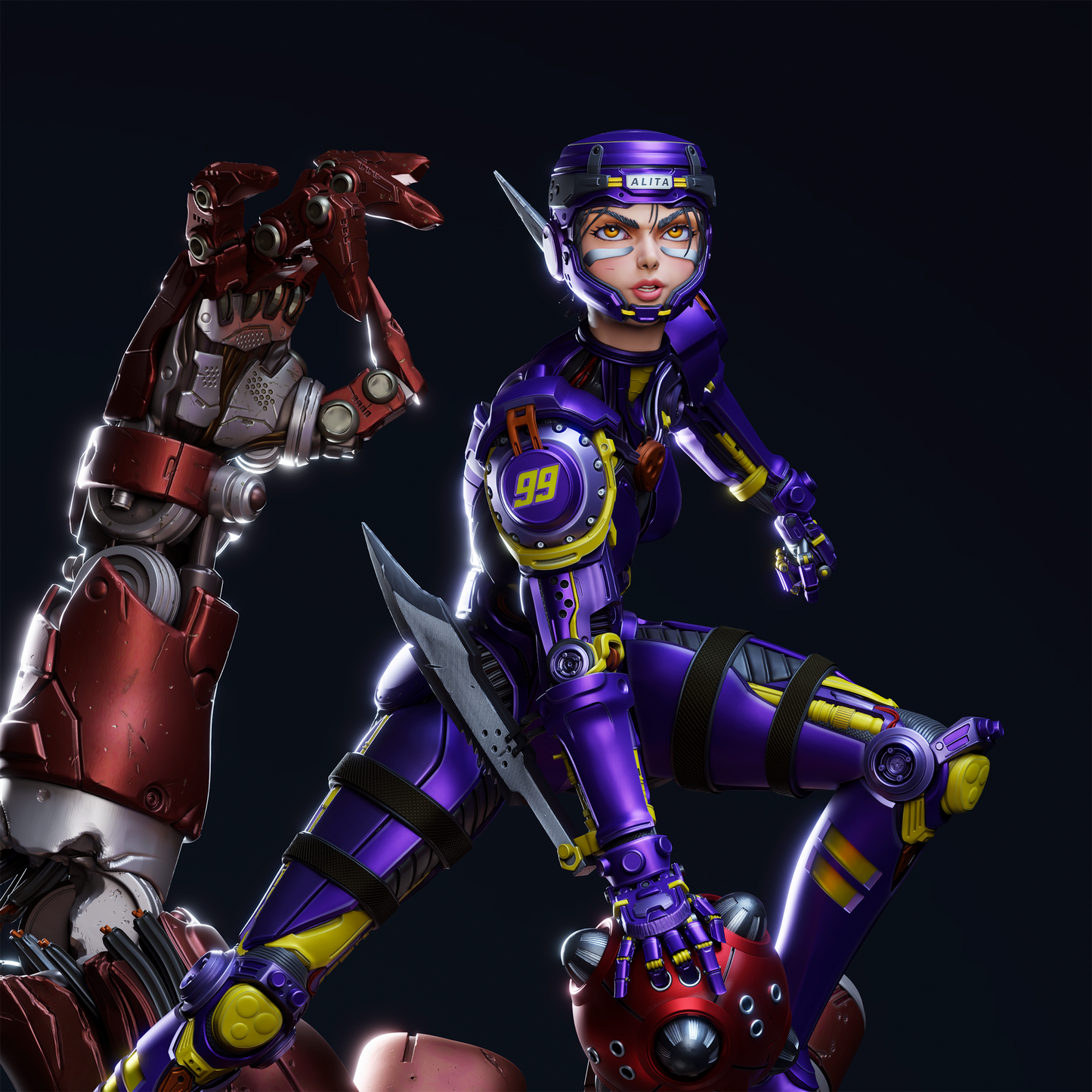 Alita Battle Angel STL File – 1/6 & 1/9 Scale Pre-Supported 3D Model | Cyberpunk Ready-to-Print