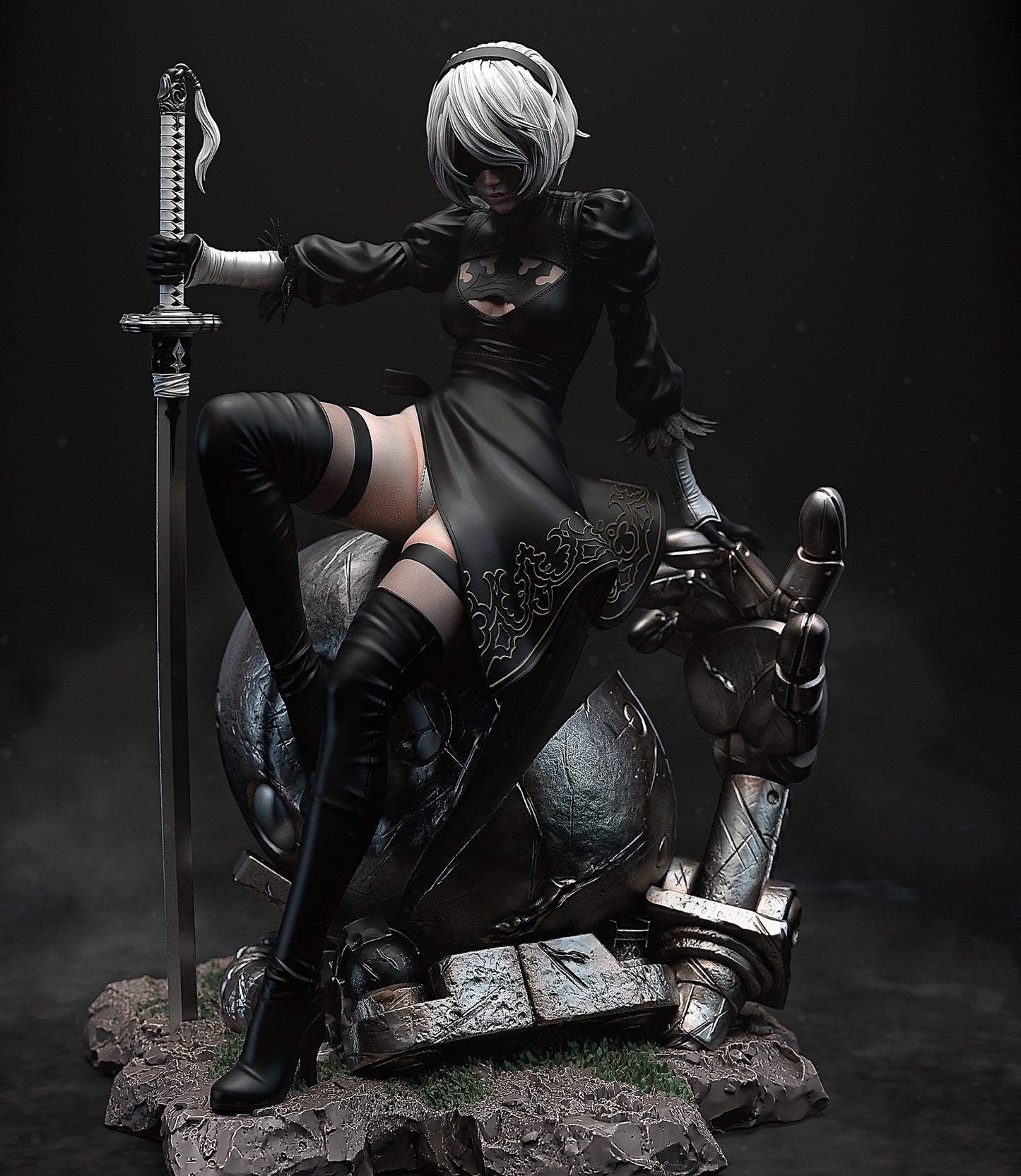 2B 3D STL File – Highly Detailed Android Statue | Printable Model in 1:6, 1:9, 1:12 | Pre-Supported & Uncut Options