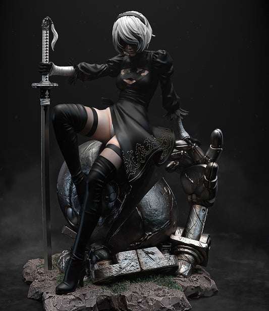 2B 3D STL File – Highly Detailed Android Statue | Printable Model in 1:6, 1:9, 1:12 | Pre-Supported & Uncut Options