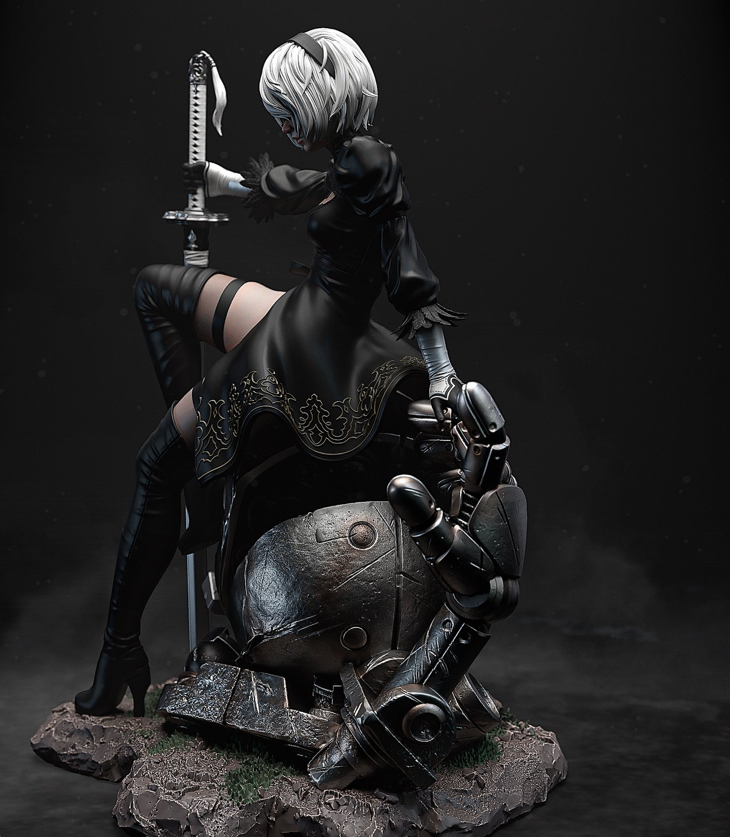 2B 3D STL File – Highly Detailed Android Statue | Printable Model in 1:6, 1:9, 1:12 | Pre-Supported & Uncut Options