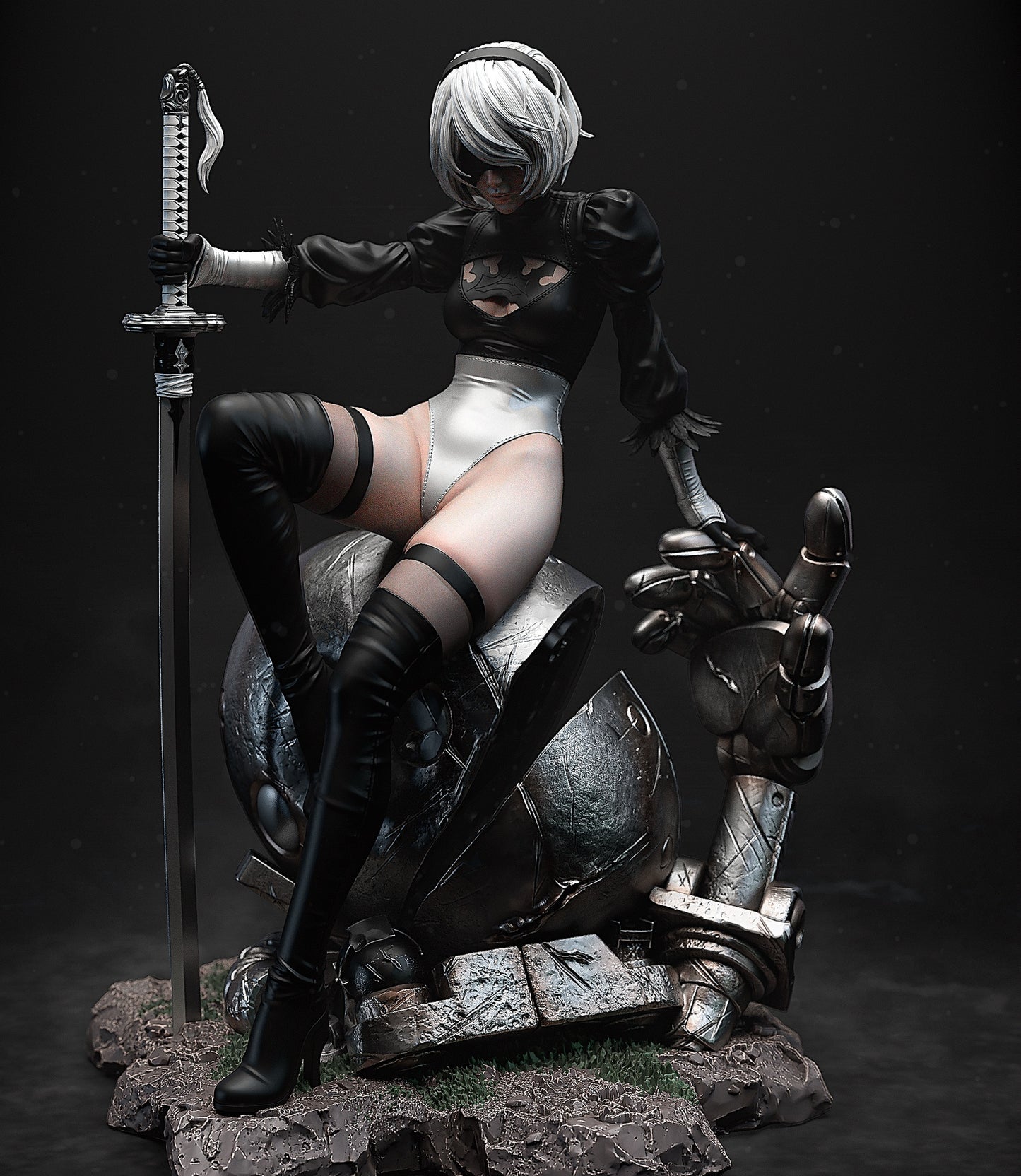 2B 3D STL File – Highly Detailed Android Statue | Printable Model in 1:6, 1:9, 1:12 | Pre-Supported & Uncut Options