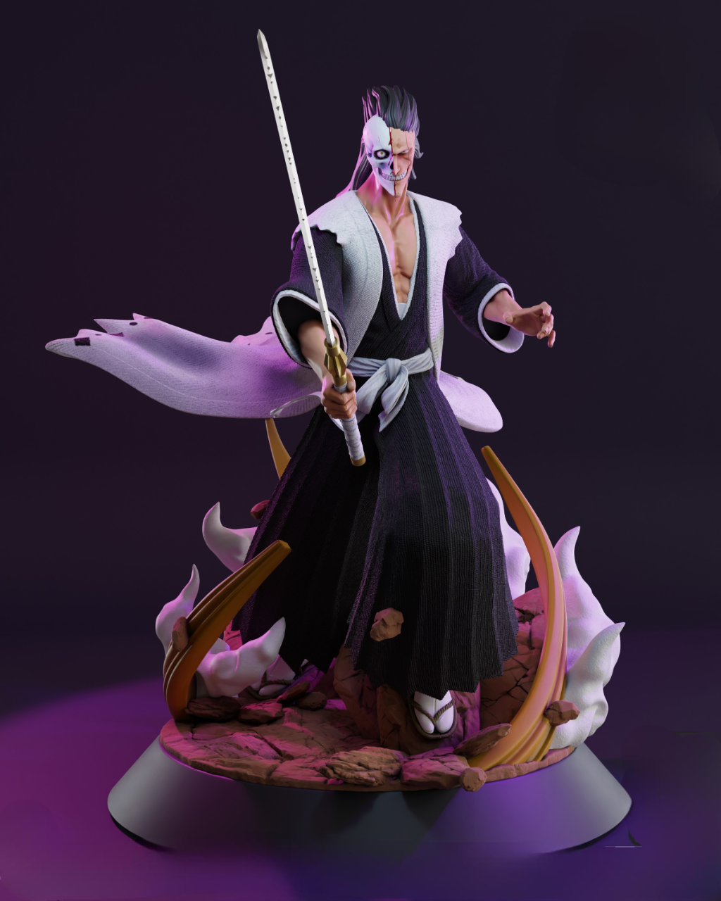 Zaraki Kenpachi (Bleach) 3D Printable Statue – The Unstoppable Berserker