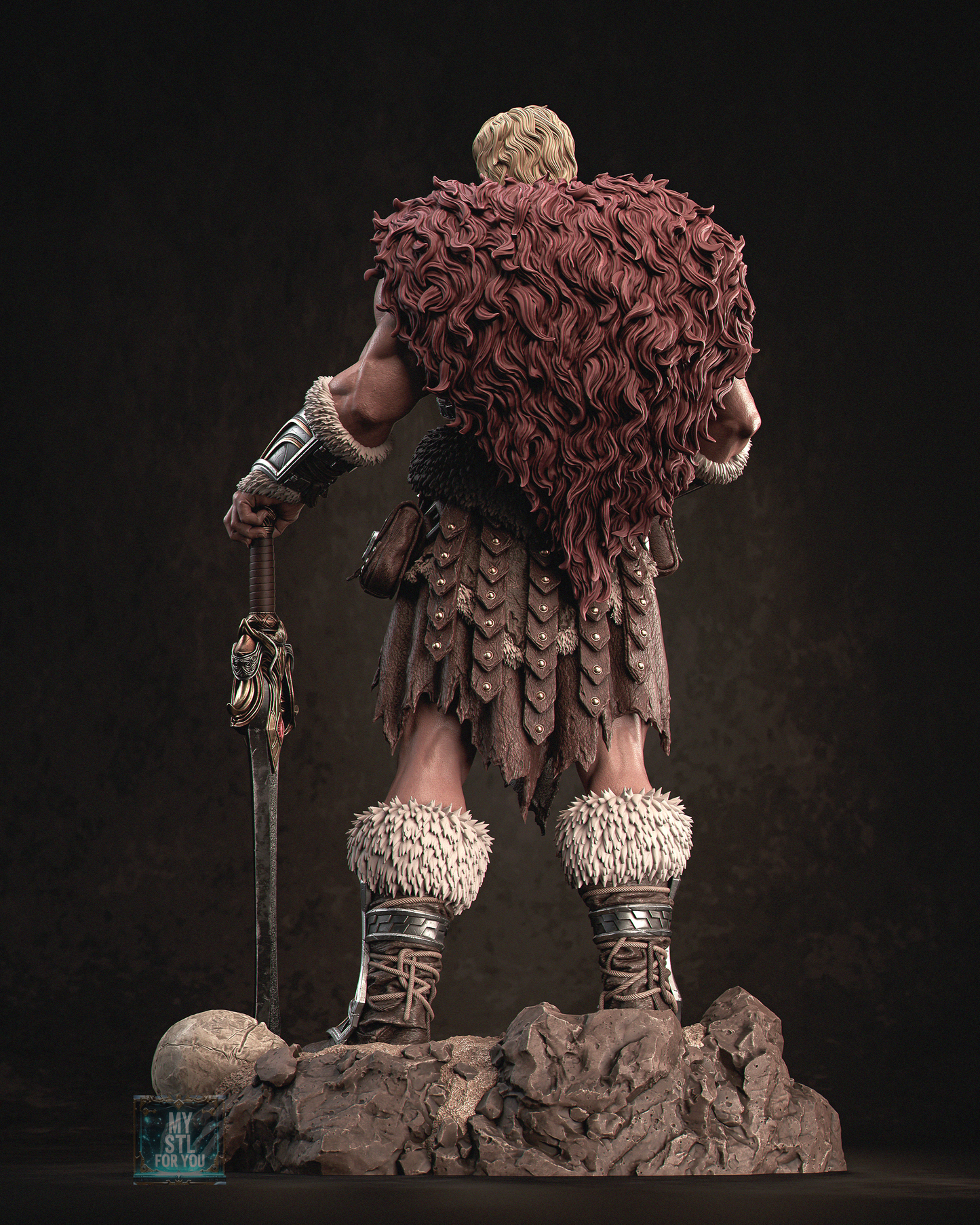 He‑Man Barbarian Hero Statue STL – 1/6 & 1/9 Scale, Presupported + Uncut