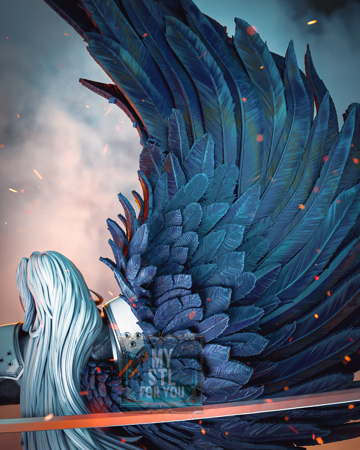 Sephiroth | Resin STL Statue | 1/6 + 1/6 Pre‑Supported (STL+LYS) + 1/9 + 1/9 Uncut