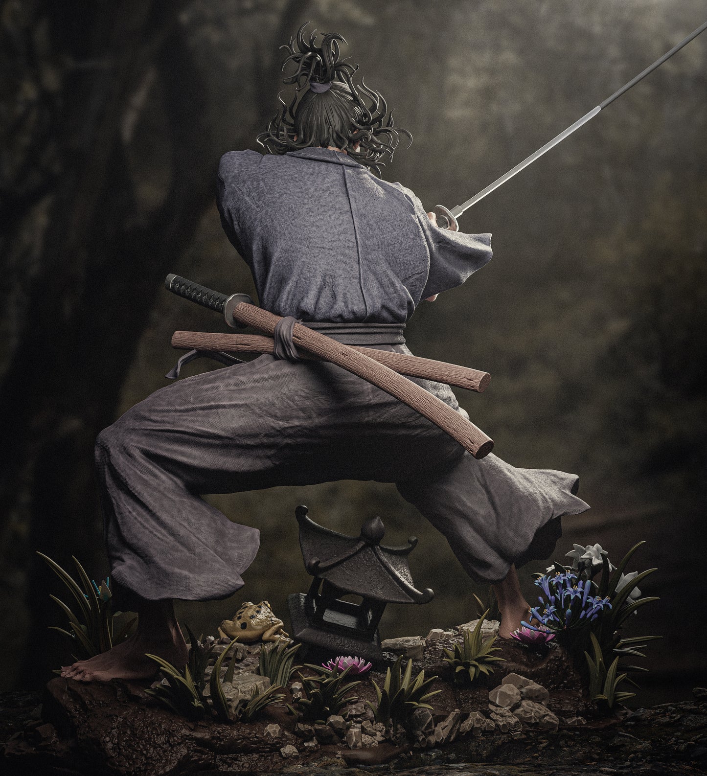 Musashi Miyamoto STL File – Dual Katana Samurai | 1/6 & 1/9 Scale | Historical & Anime 3D Model