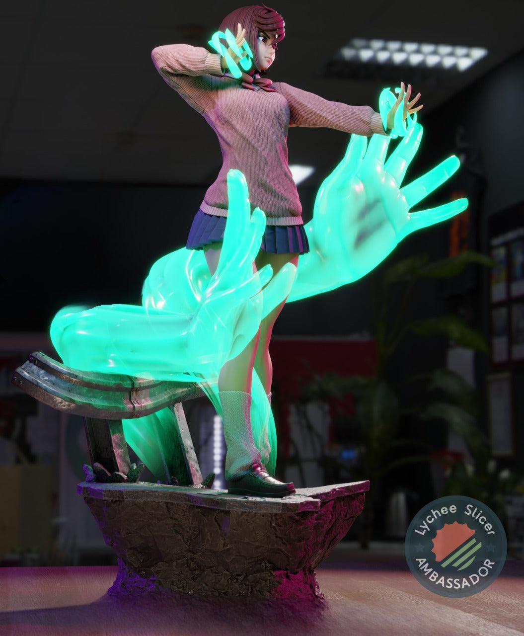 Momo Ayase – Dandadan Inspired STL Figure for 3D Printing Pre-Supported