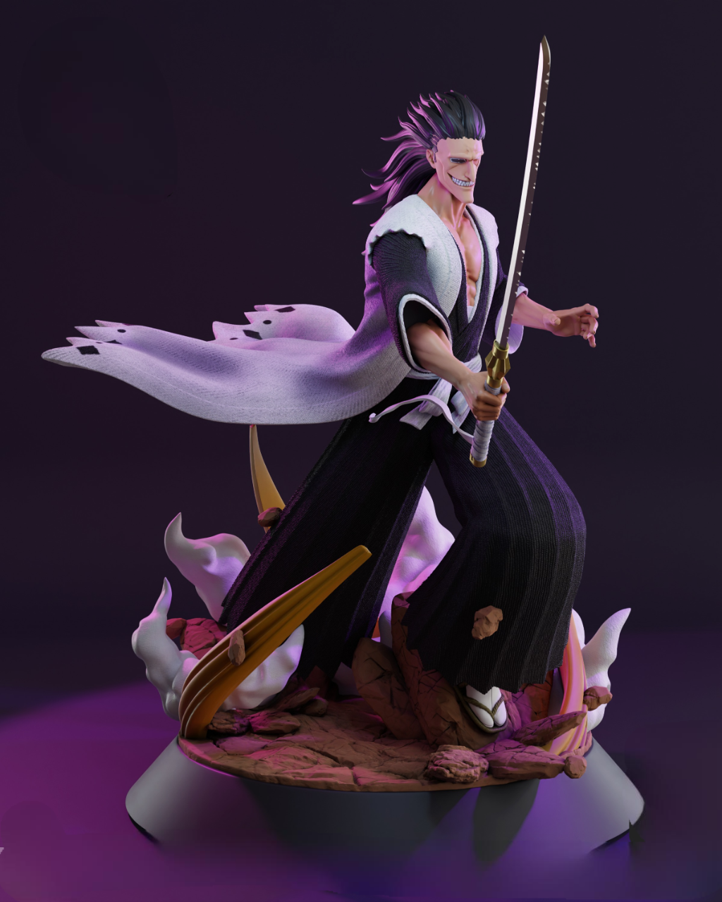 Zaraki Kenpachi (Bleach) 3D Printable Statue – The Unstoppable Berserker