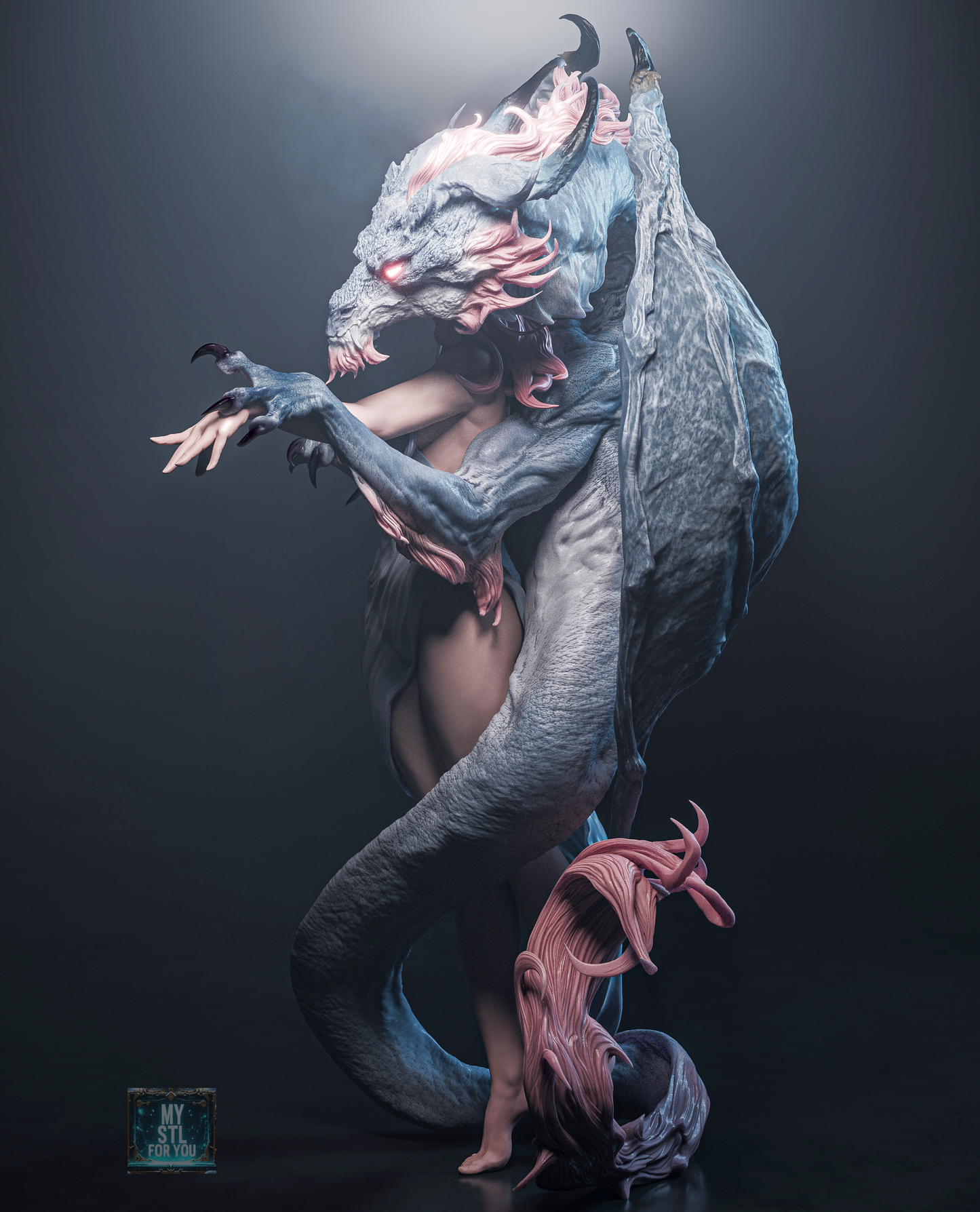 Dragon Lady & Dragon Statue STL – 1/6 & 1/9 Scale, Presupported + Uncut