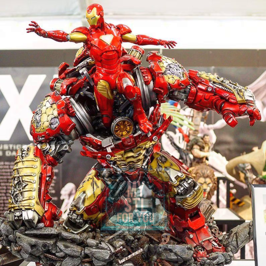 Hulkbuster vs Iron Man | 3D Print STL Diorama | Resin Statue Files