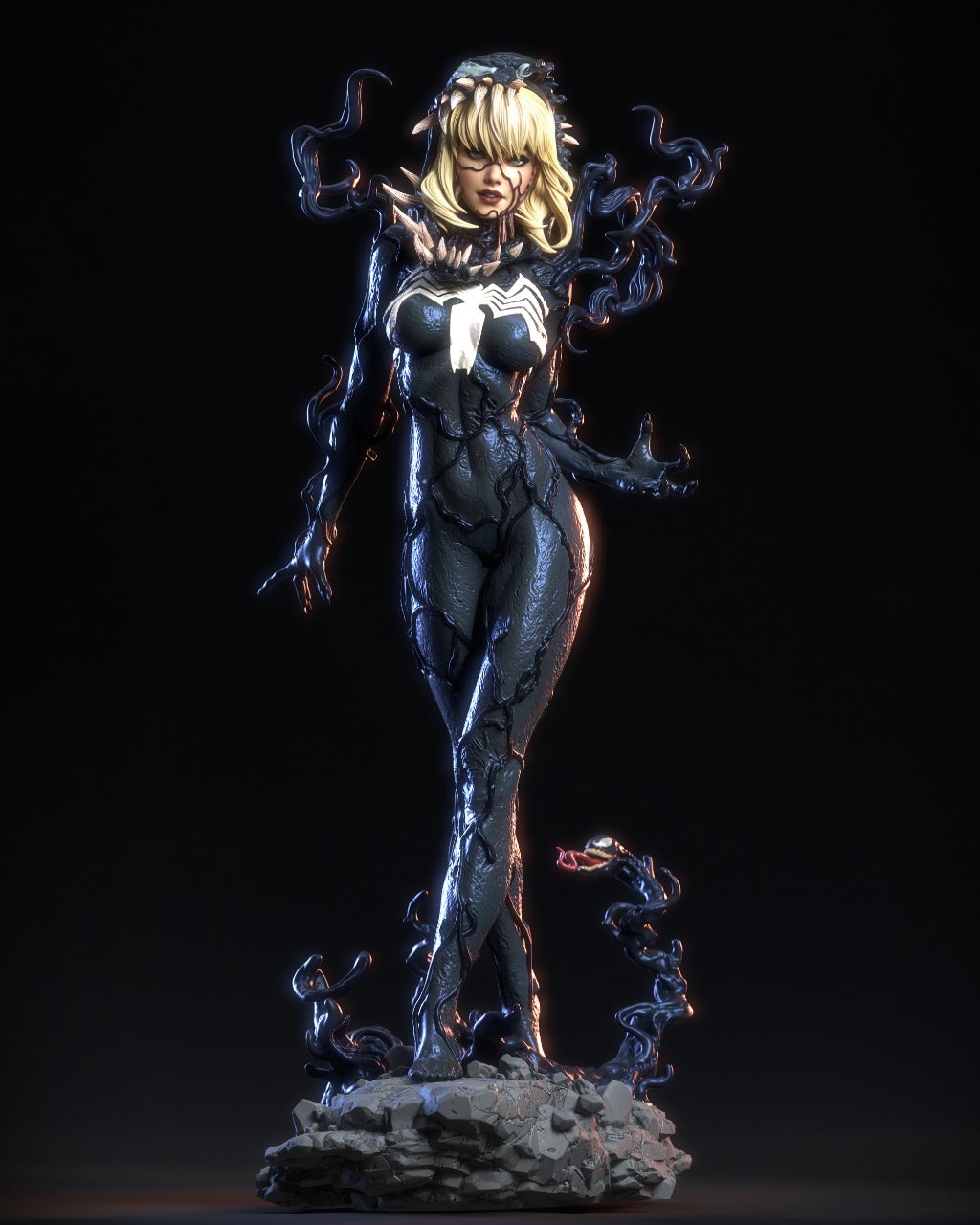 Gwenom (Spider-Gwen / Venom) 3D Print File: Symbiote Heroine STL - 1:6 & 1:9 Scale Options - Ready-to-Print, Split & Supported