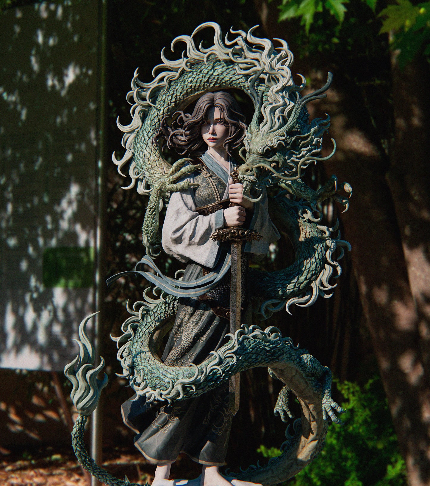 Mulan 3D STL Printable Figure – Epic Fantasy Fan Art STL with Dragon for Resin Printing (1/6 Pre-Supported, 1/6 Cut, 1/9 Cut & Uncut