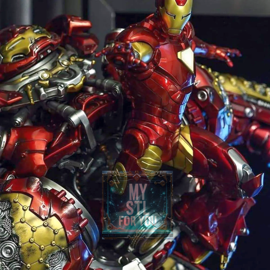 Hulkbuster vs Iron Man | 3D Print STL Diorama | Resin Statue Files