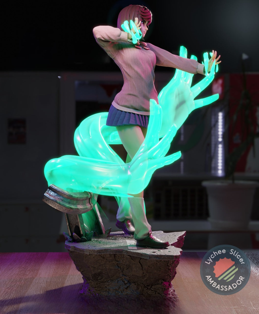 Momo Ayase – Dandadan Inspired STL Figure for 3D Printing Pre-Supported
