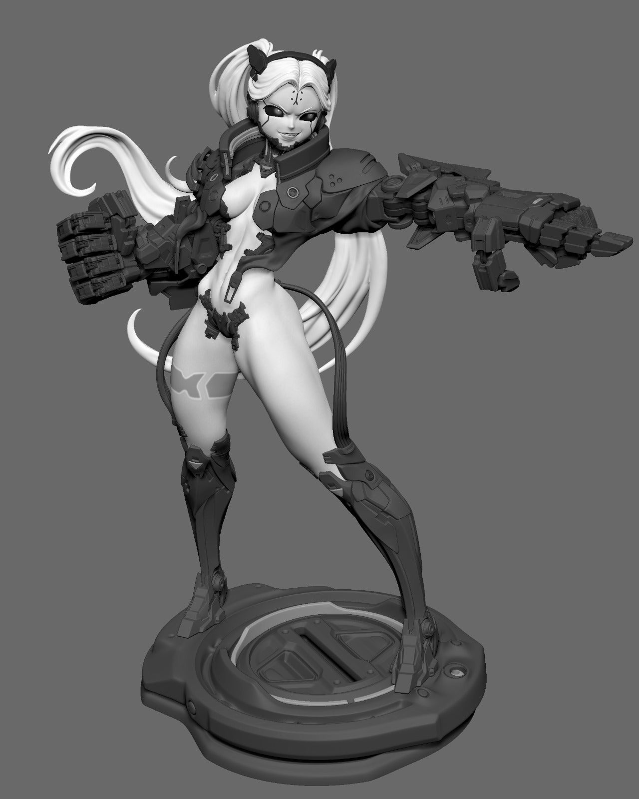 Rebecca Smasher 3D STL File – Cyberpunk Printable Model in 1:12, 1:6, 1:4 | Pre-Supported & Uncut Options