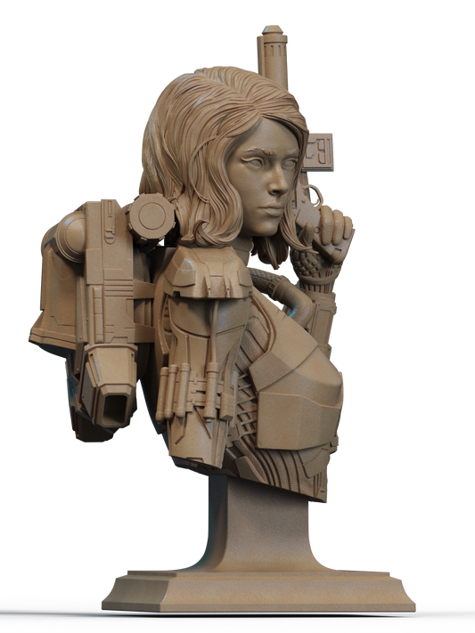 Shae Vizla Bust 3D Print File: Legendary Mandalorian 1/6 & 1/9 Scale STL Collectible