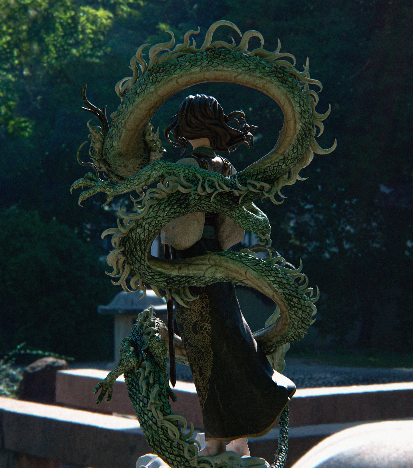 Mulan 3D STL Printable Figure – Epic Fantasy Fan Art STL with Dragon for Resin Printing (1/6 Pre-Supported, 1/6 Cut, 1/9 Cut & Uncut