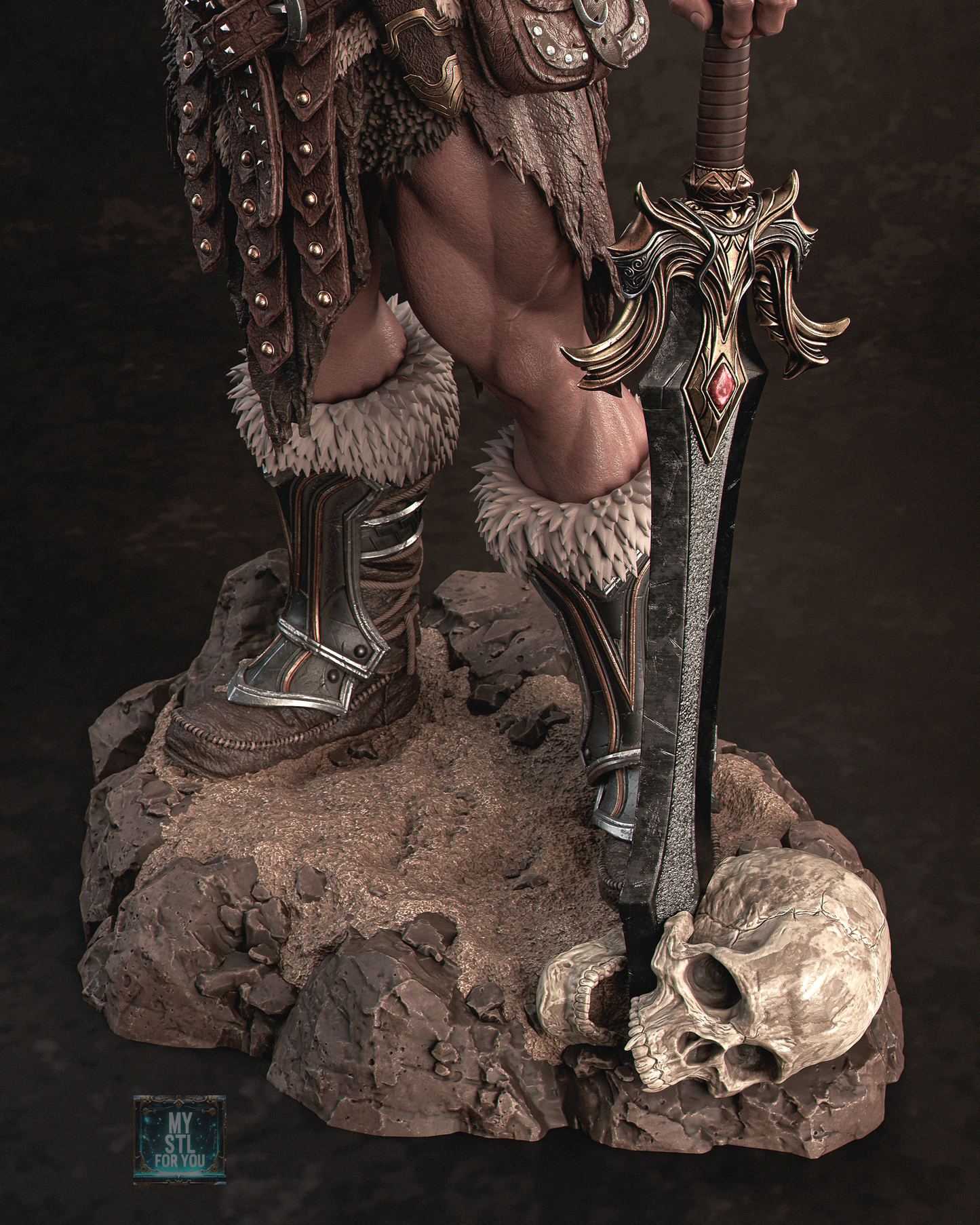 He‑Man Barbarian Hero Statue STL – 1/6 & 1/9 Scale, Presupported + Uncut