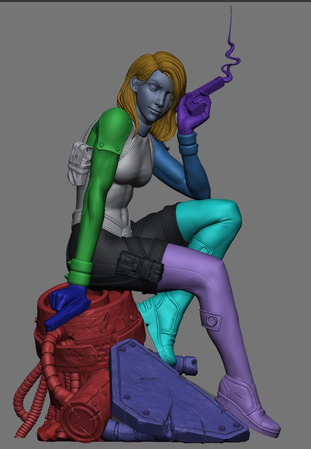 Domino (X-Force) 3D Print File: Lucky Mercenary STL - 1:4, 1:9, 1:12 Scale Options - Pre-Supported & Uncut - Fortunate Digital Collectible