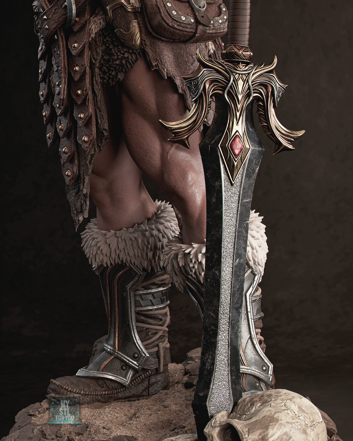 He‑Man Barbarian Hero Statue STL – 1/6 & 1/9 Scale, Presupported + Uncut