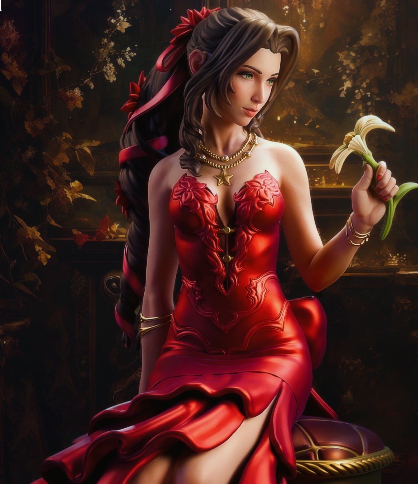 Aerith Gainsborough (Final Fantasy VII )  3D Print Model - Pre-Supported & Uncut STL/LYS