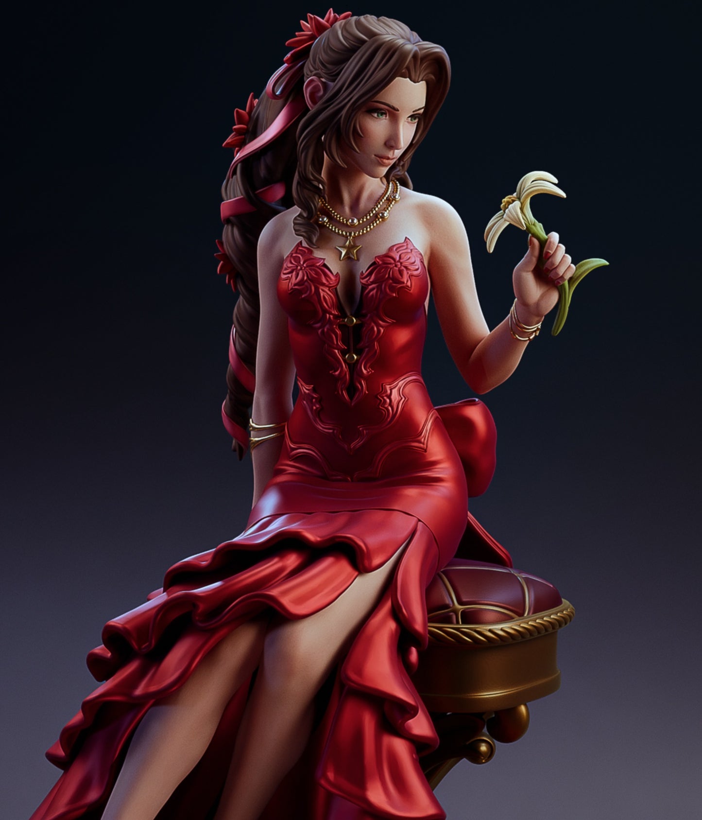 Aerith Gainsborough (Final Fantasy VII )  3D Print Model - Pre-Supported & Uncut STL/LYS
