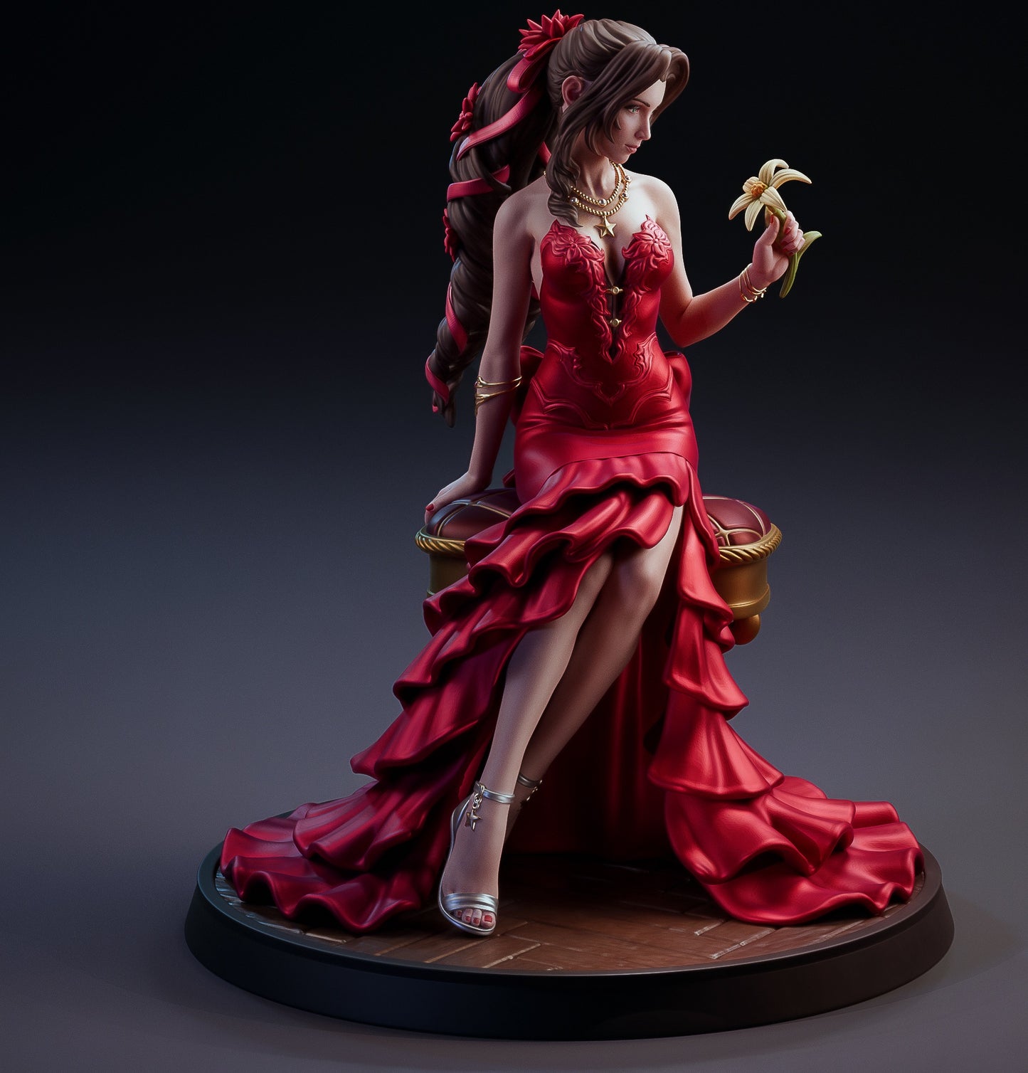 Aerith Gainsborough (Final Fantasy VII )  3D Print Model - Pre-Supported & Uncut STL/LYS